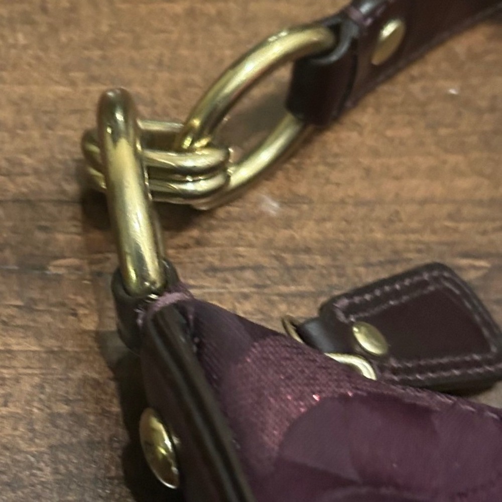 Coach Kristin Hobo Bag Purse Plum Metallic Turnlock Y2K Designer Monogram Luxury - Picture 4 of 11